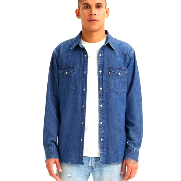 Levi’s Classic Western Standard Fit Pearl Snap Denim Shirt Men's size XL - Picture 3 of 10